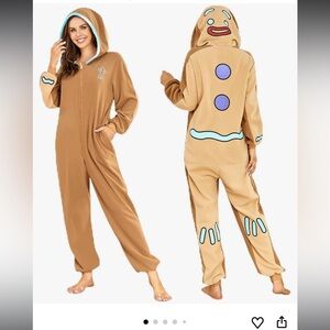 Women's Tan Gingerbread Pajama Onesie
